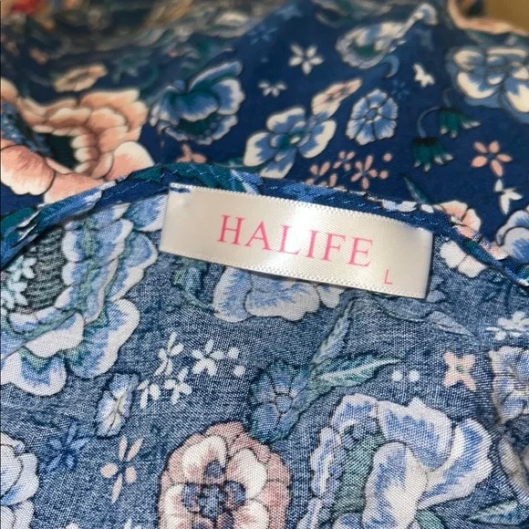 HAlife Blue and Pink Floral Top - Picture 3 of 5
